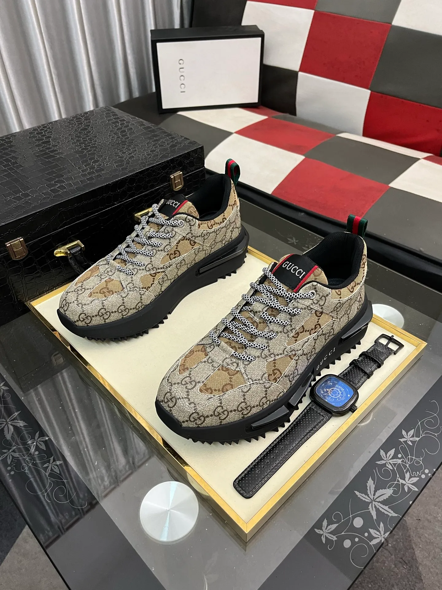 Men's Men's Shoes 💰458⌚️⌚️《GUCCI》The latest hot-selling casual shoes, top brand [seduce] luxury~purchase, top~quality. Products sold at the counter [strong] Original embossed calfskin fabric ➕ Comfortable sheepskin lining, code number: 38-443️⃣colors available